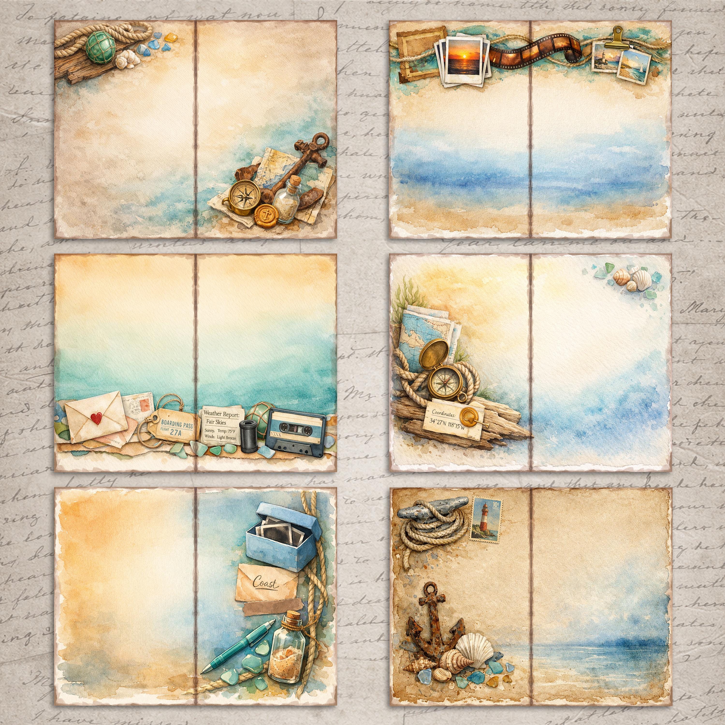 Coastal Beach Blue Junk Journal Kit Printable Ocean Sunset Nautical ...