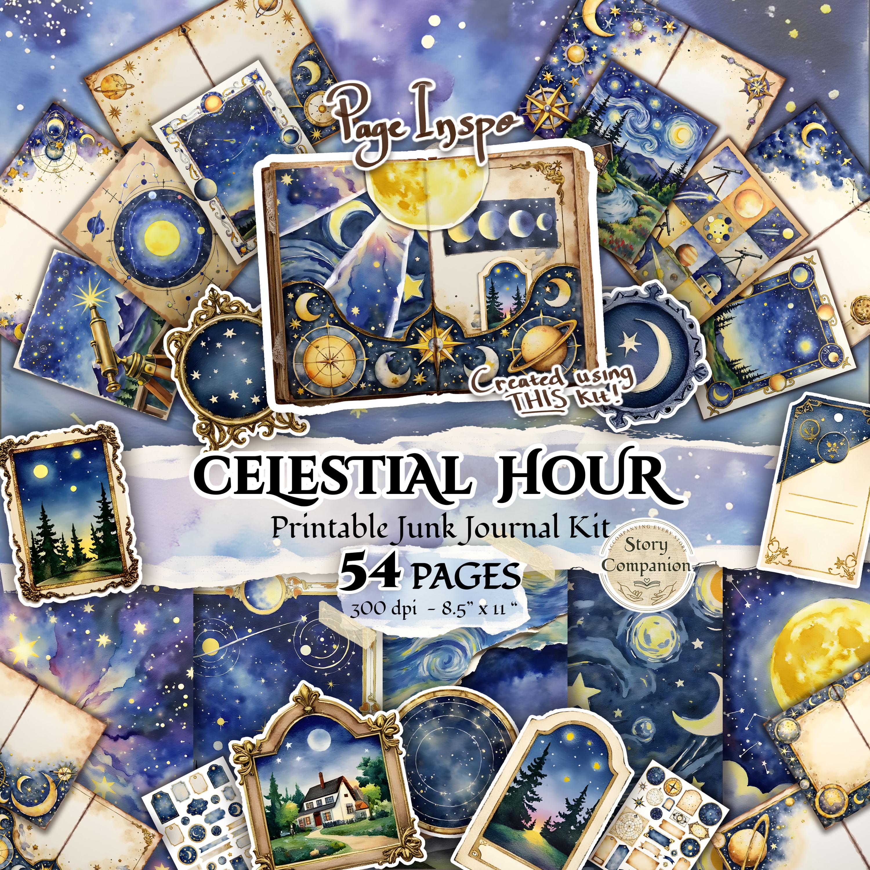 Celestial Hour Galaxy Junk Journal Kit Starry Night Sky Printable Paper ...