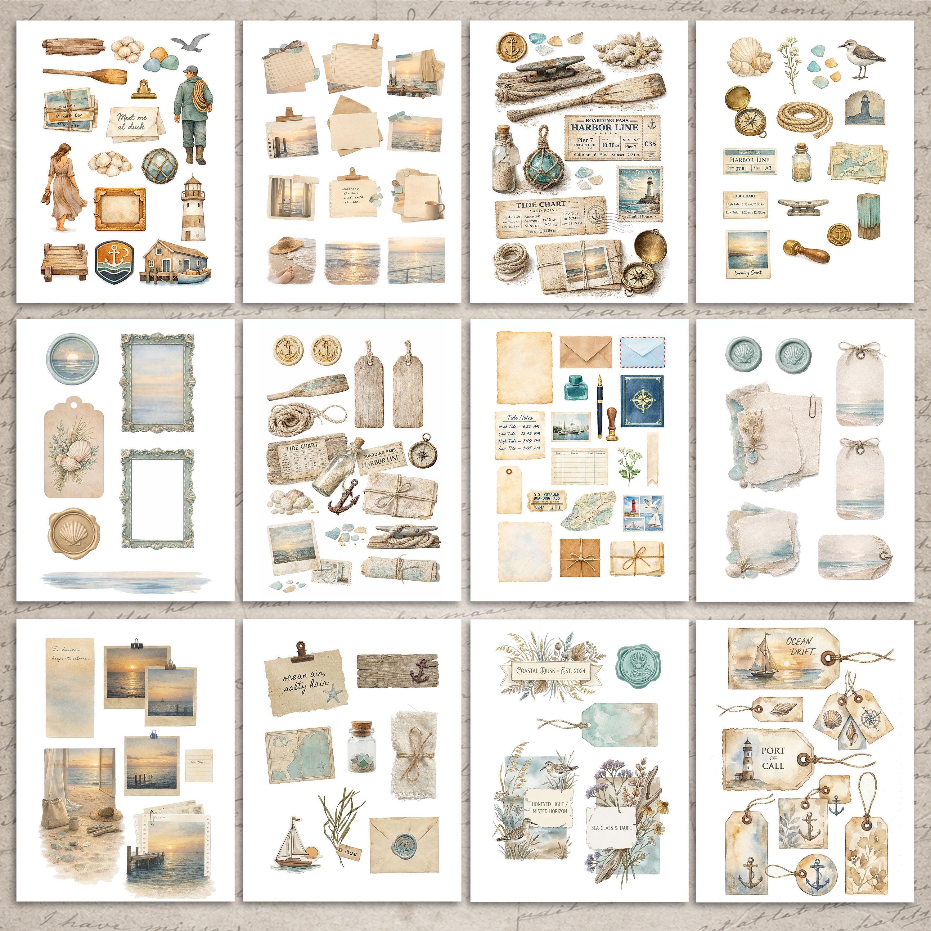 Coastal Beach Blue Junk Journal Kit Printable Ocean Sunset Nautical ...