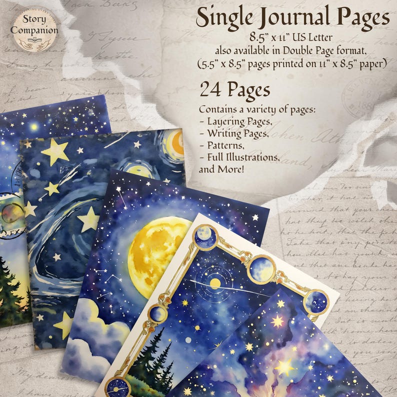 Celestial Hour Galaxy Junk Journal Kit Starry Night Sky Printable Paper ...