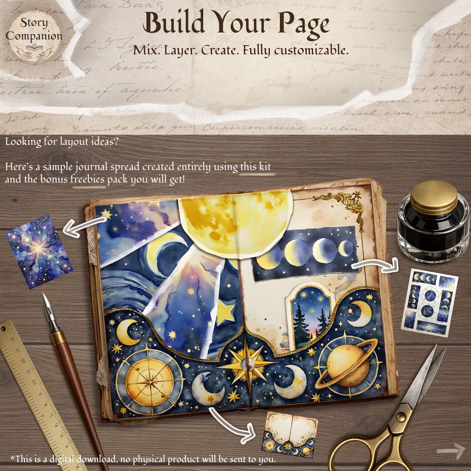 Celestial Hour Galaxy Junk Journal Kit Starry Night Sky Printable Paper ...