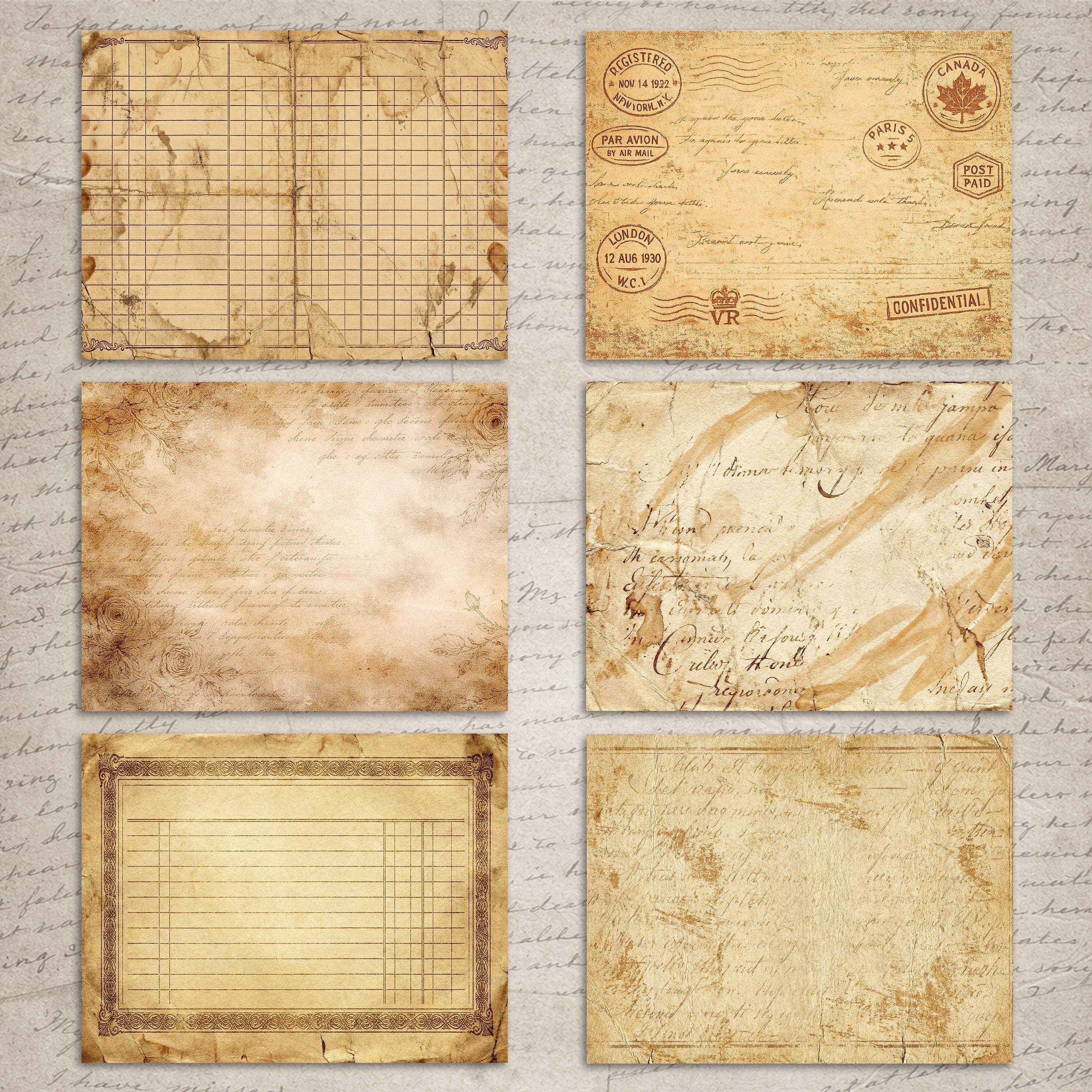 Vintage Papers Distressed Printable Old Pages Antique Journal Paper Kit ...