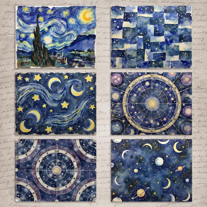 Celestial Hour Galaxy Junk Journal Kit Starry Night Sky Printable Paper ...