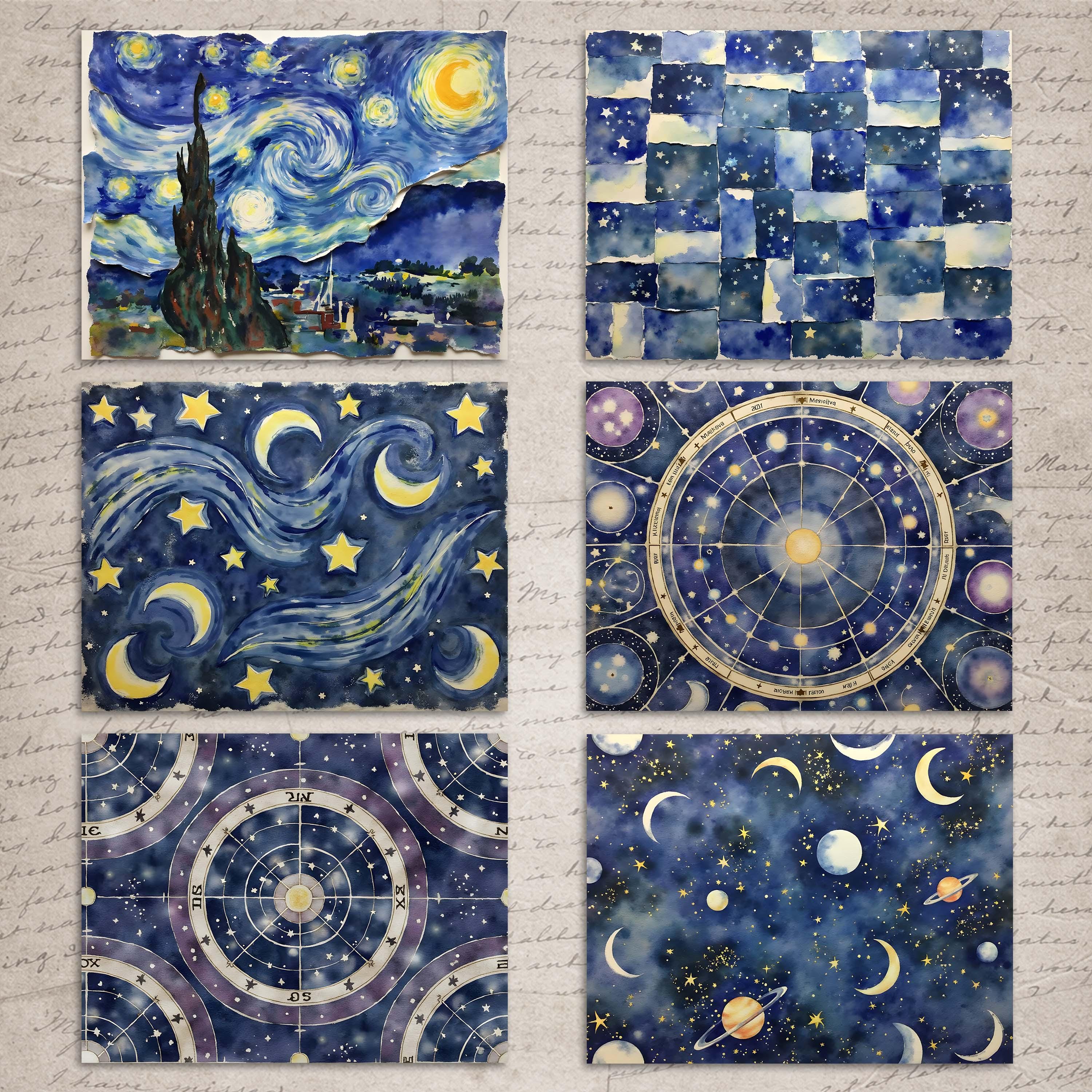 Celestial Hour Galaxy Junk Journal Kit Starry Night Sky Printable Paper ...