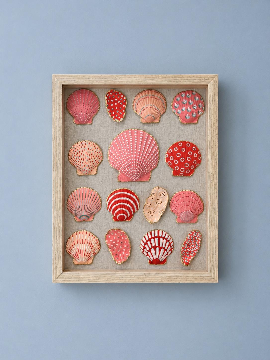 Original - Painted Shells on Framed Canvas Shadow Box 11 X 14 - Etsy