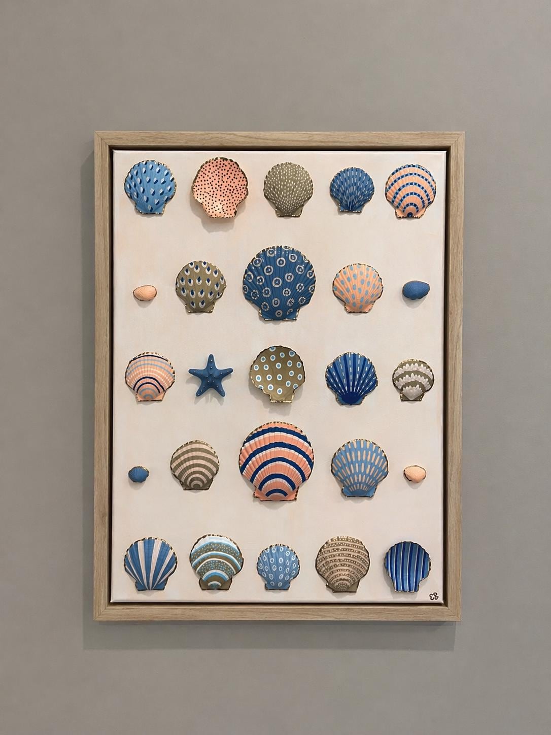 Original - Painted Shells on Canvas With Floating Frame 18 X 24 - Etsy