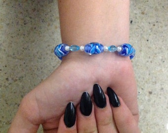 Blue glass swirl bracelet