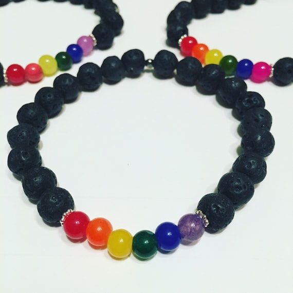 Rainbow Lava Rock Bracelet Etsy