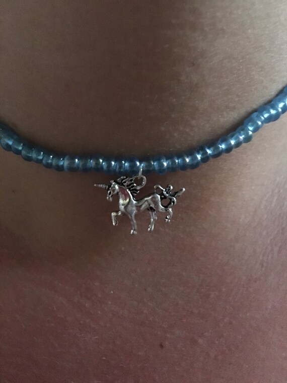 beaded necklace unicorn choker necklace