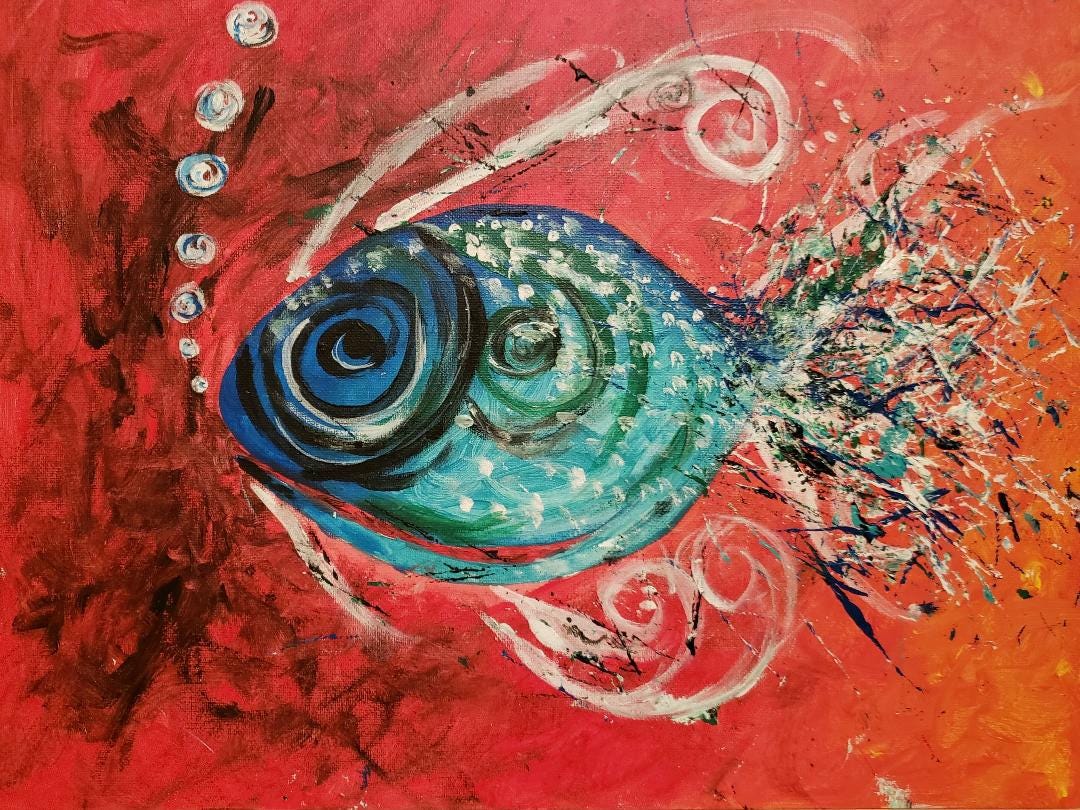 Abstract Fish Acrylic Painting - Etsy