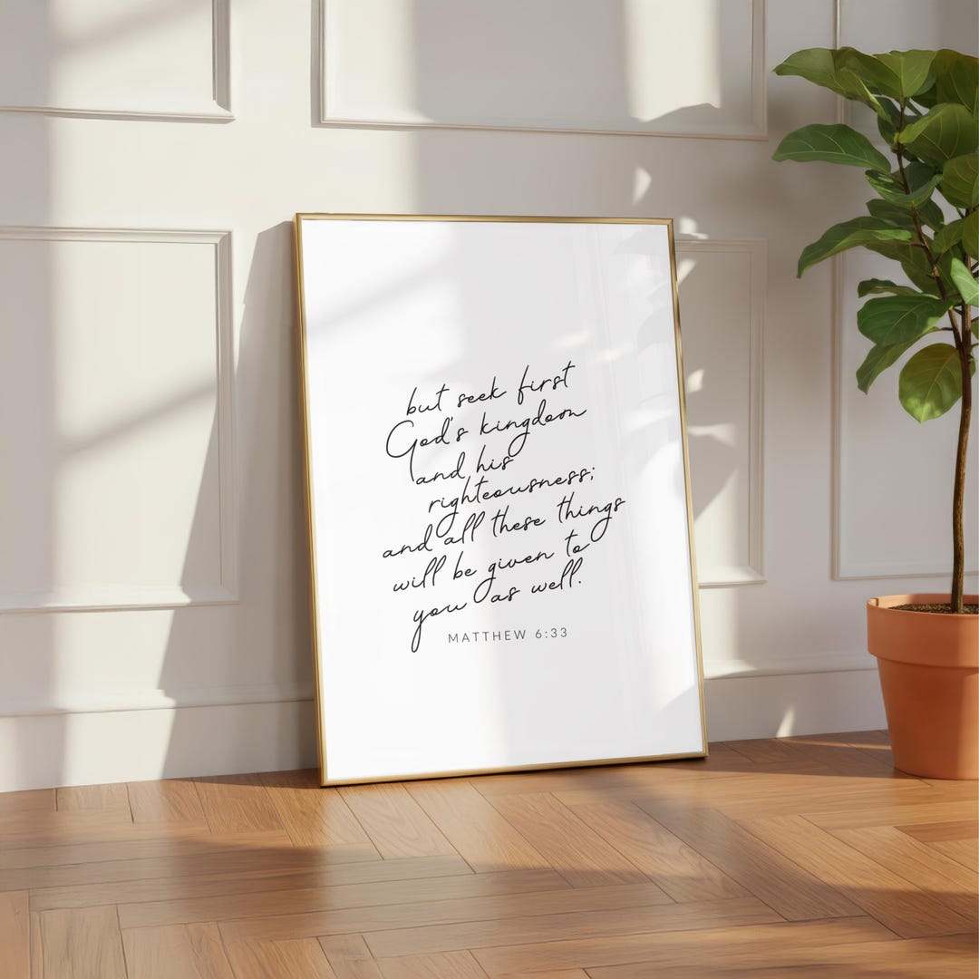 Matthew 6:33 Bible Verse Wall Art Printable | Minimal Christian ...
