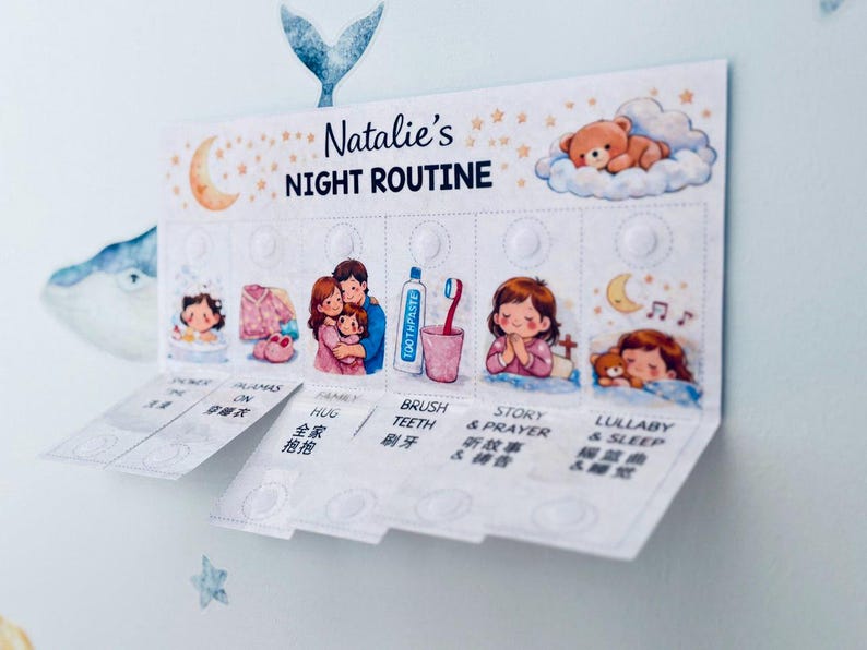 Personalised Bedtime Routine Chart for Kids | Bilingual English Chinese ...