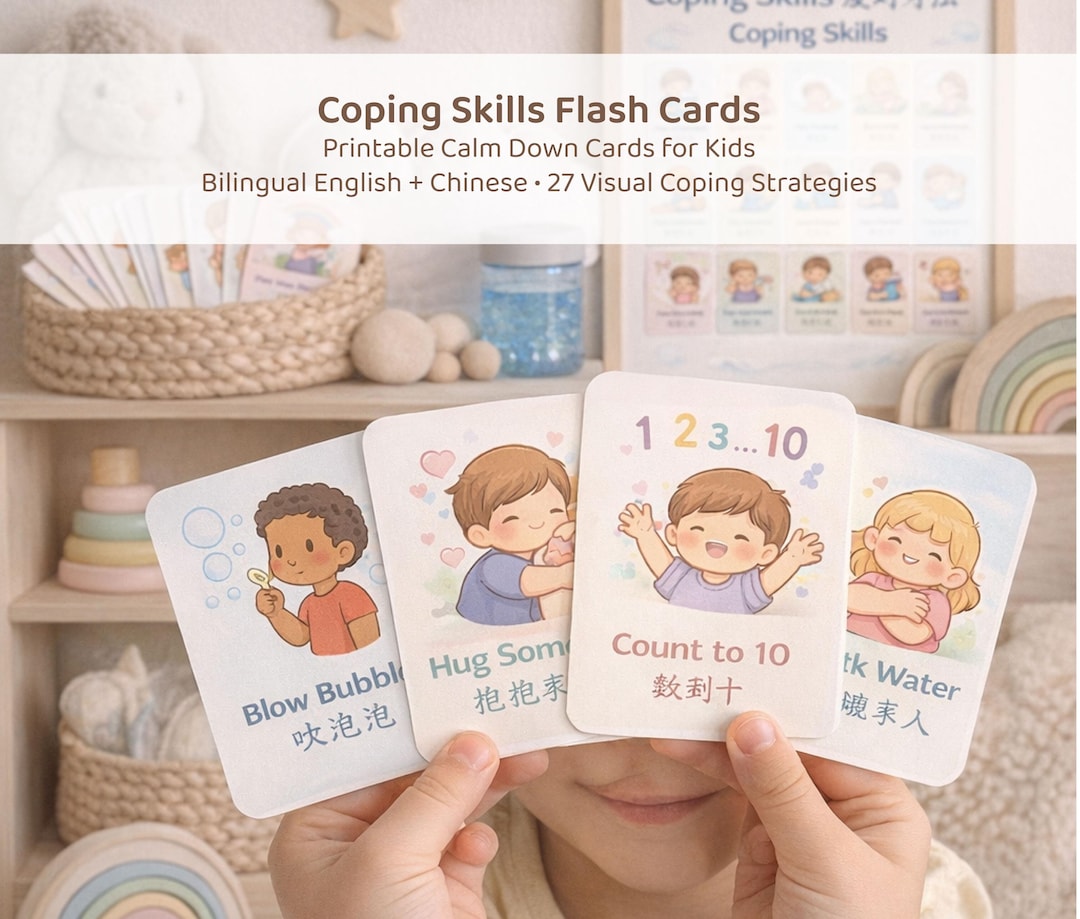 Coping Skills Flash Cards for Kids | Bilingual Calm Down Tool ...
