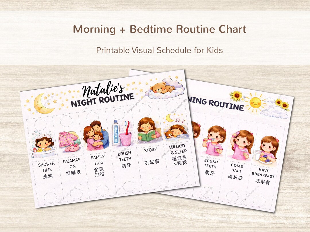 Tableau des routines des enfants | Programme visuel du matin et du ...