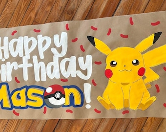 Custom birthday banner poke man party