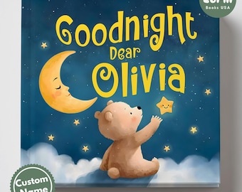 Livre d'histoires personnalisé au coucher, nom souvenir personnalisé, cadeau pour nouveau-né, cadeau pour bébé, cadeau de baby shower