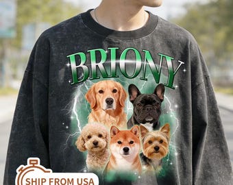 Suéter personalizado com retrato do seu animal de estimação | Suéter vintage Comfort Colors