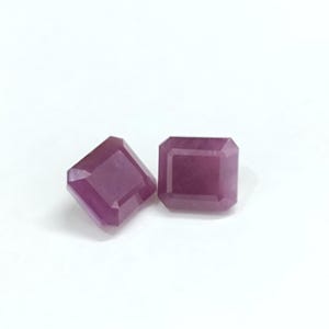 Natural African Ruby Matched Pair, 15 Carat Emerald Cut Loose Gemstones for Statement Earrings or Rings