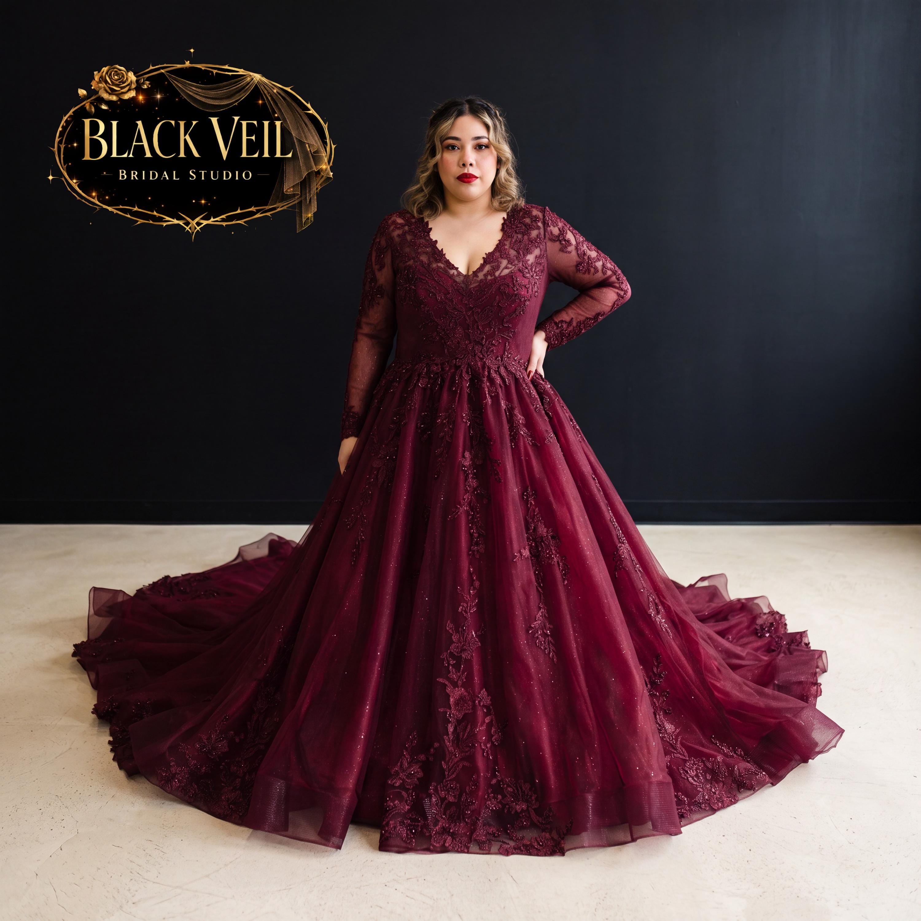 burgundy wedding dress uk Size:2X / N22