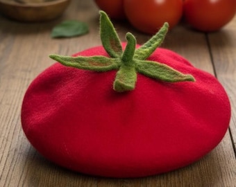 Hand-Felted Wool Tomato Beret – Funny Foodie Headwear
