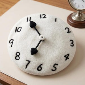 Dali Melting Clock Beret – Hand Felted Wool Surrealist French Hat