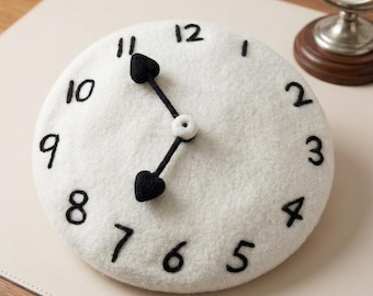 Dali Melting Clock Beret – Hand Felted Wool Surrealist French Hat