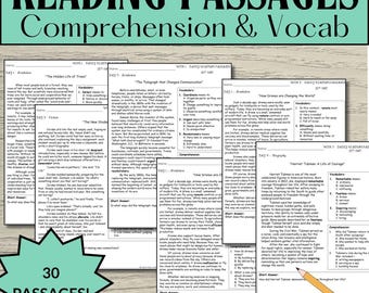 30 giorni di brani di lettura / Comprensione per la scuola media / Riscaldamento / Classi 6–8