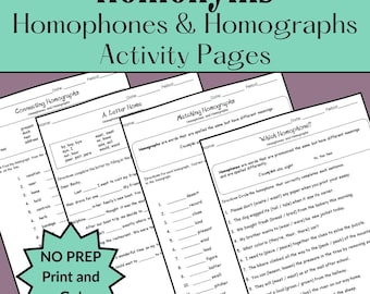 Schede di lavoro sugli omofoni e sugli omografi / Esercizi sugli omonimi / Attività di studio delle parole per le classi 4–7