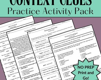 Middle School Context Clues Worksheets | Vocabulary & Reading Practice Grades 5–8 | Home or School