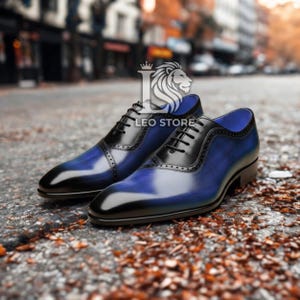 Men's Dress Shoe Two Tone Blue - Etsy Men's Dress Shoe Two Tone Blue - Etsy