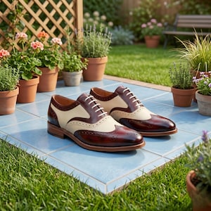 Men Shoes Spectator Burgundy and Cream - Etsy