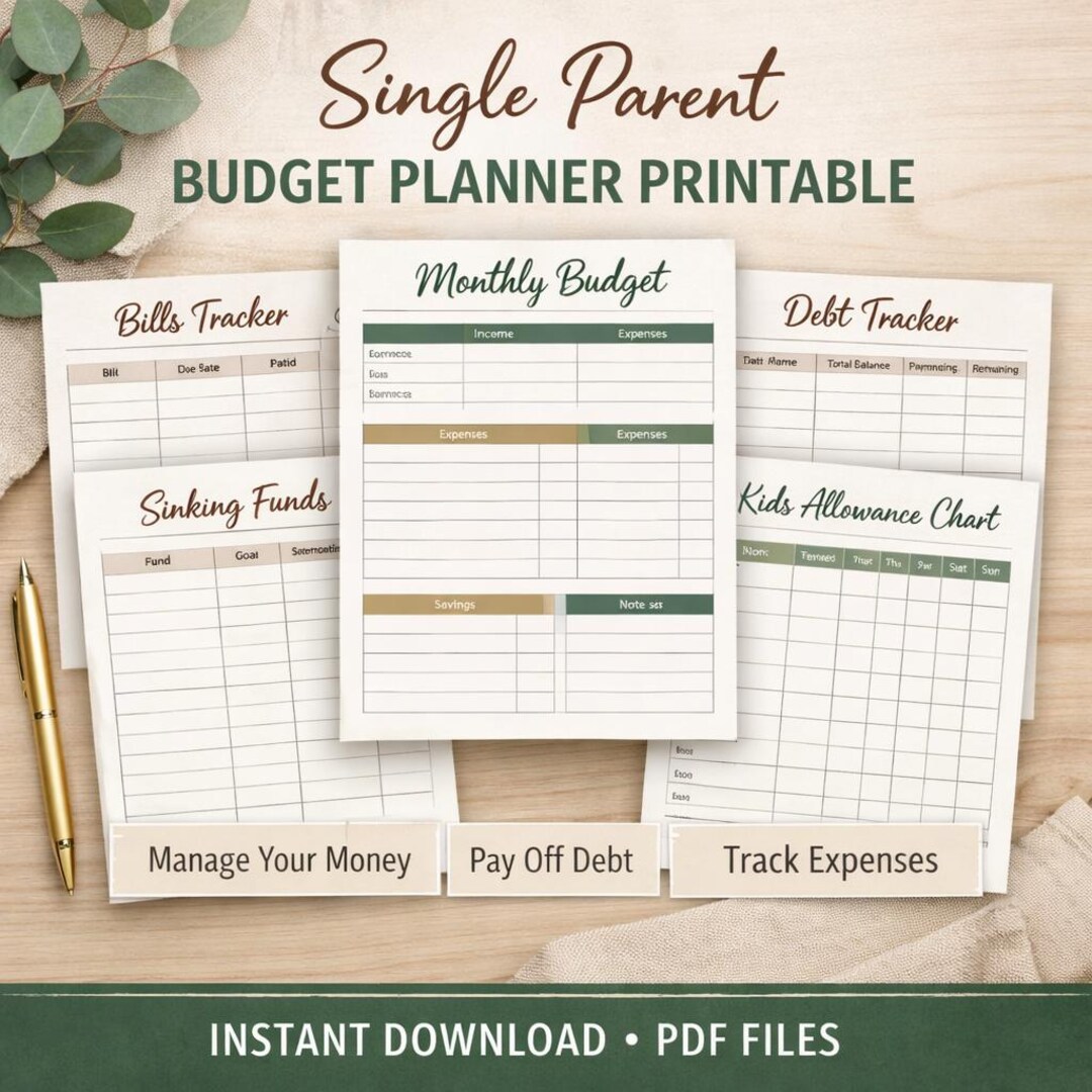 Single Parent Budget Planner Printable | Monthly Budget & Bills Tracker ...