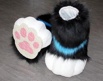 Custom Black Fursuit Paw Shoes: Fully Customizable Color & Pattern for Furry Lover