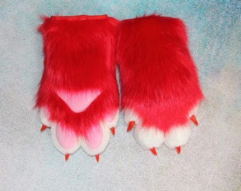 Plush Cat Paw Gloves: Long Fur- Soft Touch, Cat Paws, Dog Handpaws