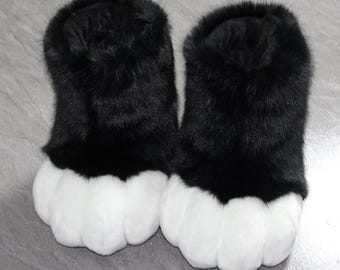 Black cat paw shoes: handmade outdoor furry feetpaws, fursuit paws