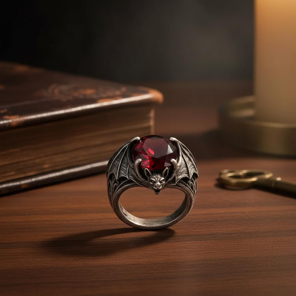 Gothic Bat Ring Red Gemstone, Vampire Wing Ring, Dark Fantasy Jewelry ...