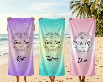 Personalized Girls Trip Pool Towel,Customized Name Club Beach Towels,Girl Trip Beach Gifts,Family Vacation,Party Supplies,Bridesmaid Towels