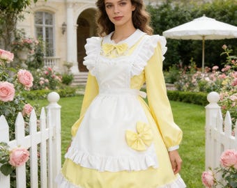 Lockable Sissy Maid Dress | Long Sleeve Lolita Cosplay Costume | Halloween Anime Outfit with Apron