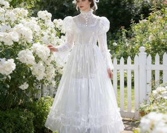 Lockable White PVC Maid Dress | Transparent Halloween Cosplay, Custom Made