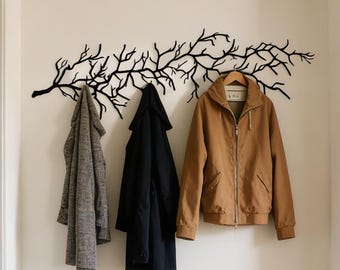 Large Tree Branch Coat Rack,Modern Wall Mounted Hanging, Farmhouse style, many hooks