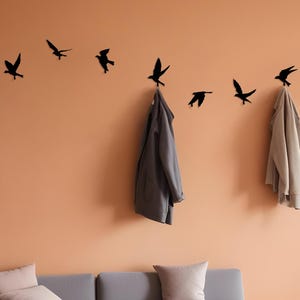 Steel Bird Wall Hooks, Mudroom Entryway Organizer, Farmhouse Decor, Coat Rack