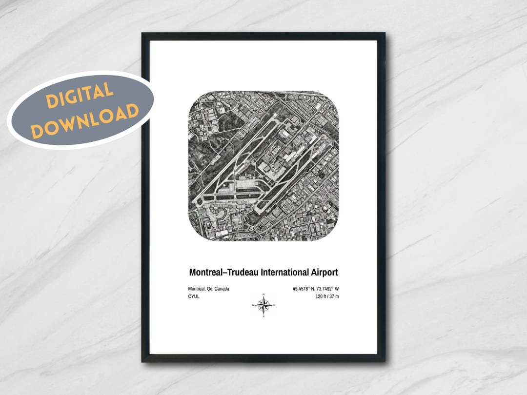 Montreal–trudeau Airport Map Poster YUL | Airport Diagram | Aviation ...