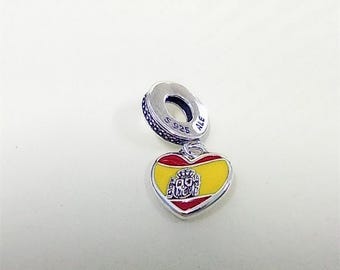 pandora spanische Flagge Anhänger Charme Sterling Silber