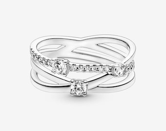 pandora ale s925 silver sparkling triple band ring