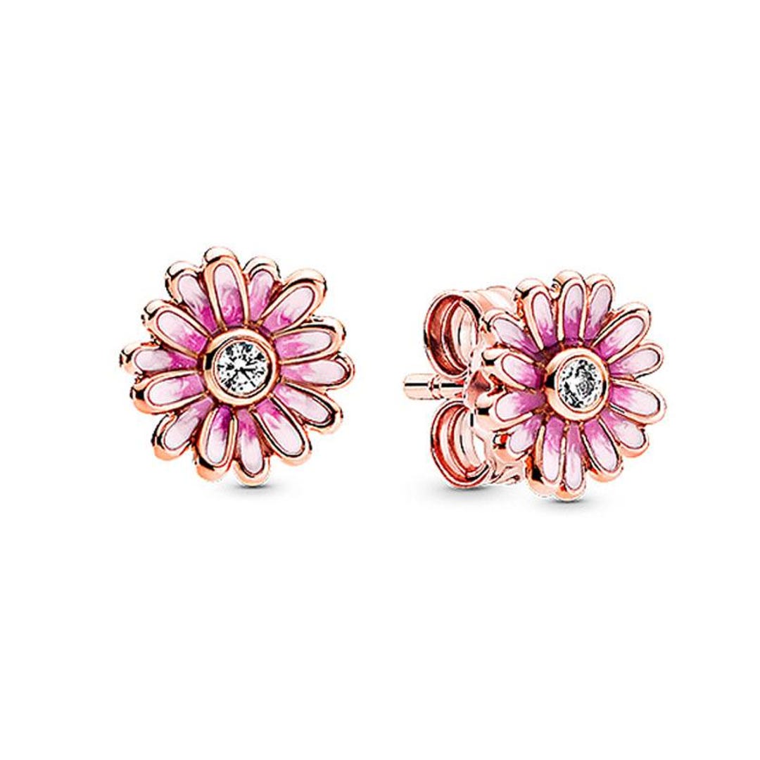 Pandora Rose Pink Daisy Flower Stud Earrings + Gift Pouch - Etsy UK