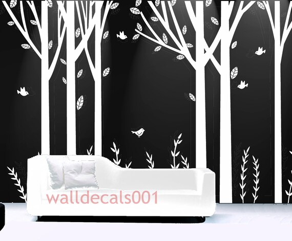White Tree Wall Decals Stickers Room Decor Nature