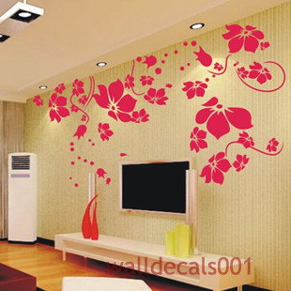 Wall Decals Wall Stickersflower decalsfloral pinkgirlroom Etsy