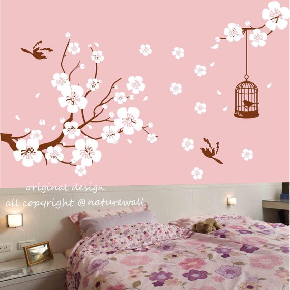 Nursery Wall Stickers Cherry Blossom Decals Fl Kids Baby White Girl Art Branch