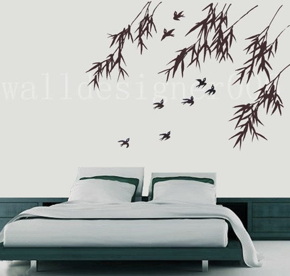 Vinyl Wall Decal Wall Sticker Art birds with bamboo Etsy