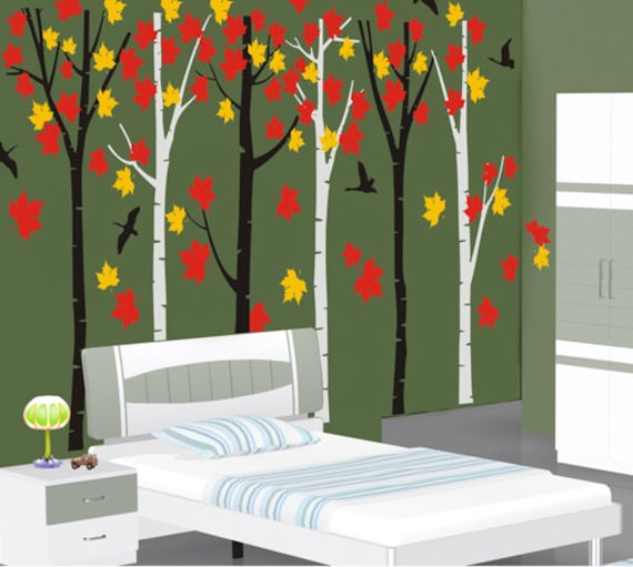 forest wall decals wall stickers nature room decor wall decor | etsy